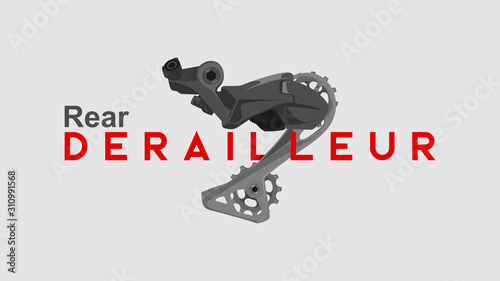 rear deraillur big text illustration bike component bicycle part