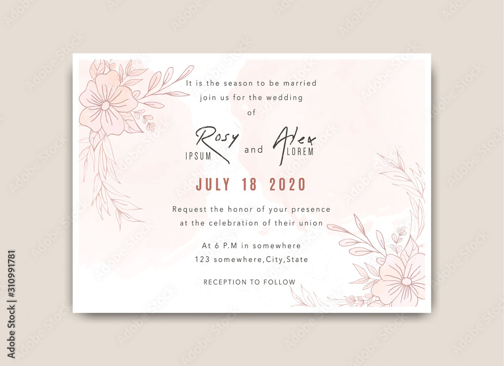 Wedding invitations save the date card with elegant garden anemone. Wedding invitations save the date card with elegant garden anemone.
