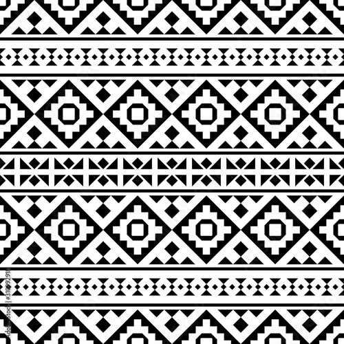 Geometric Tribal Ethnic Pattern Design in black and white color