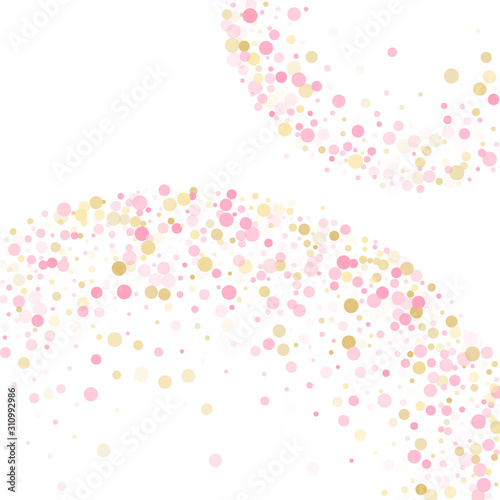Rose gold confetti circle decoration for Valentine card background.