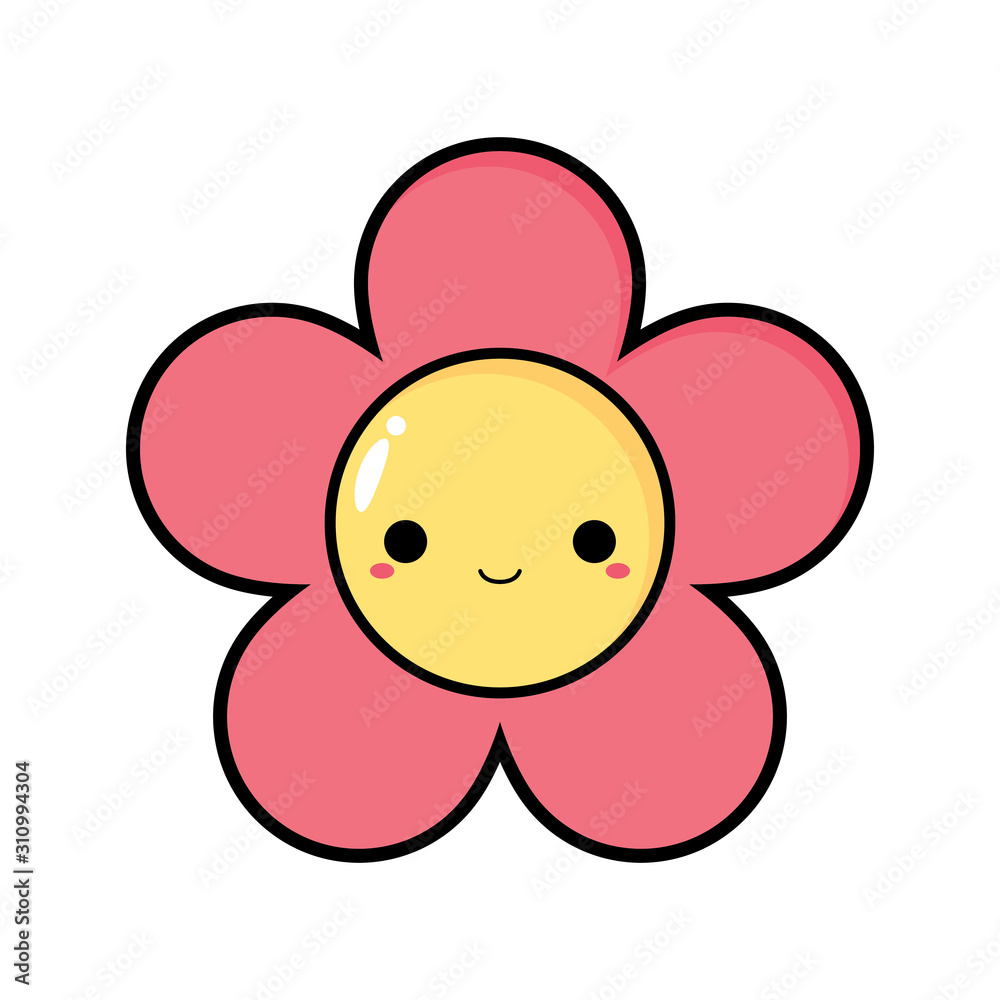 Cute kawaii pink flower icons. Stock Vector Adobe Stock