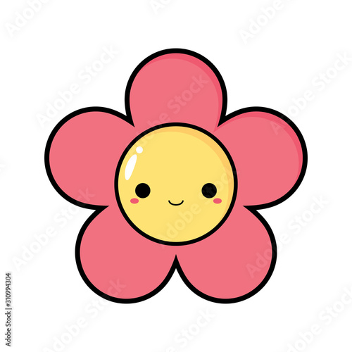 Cute kawaii pink flower icons.