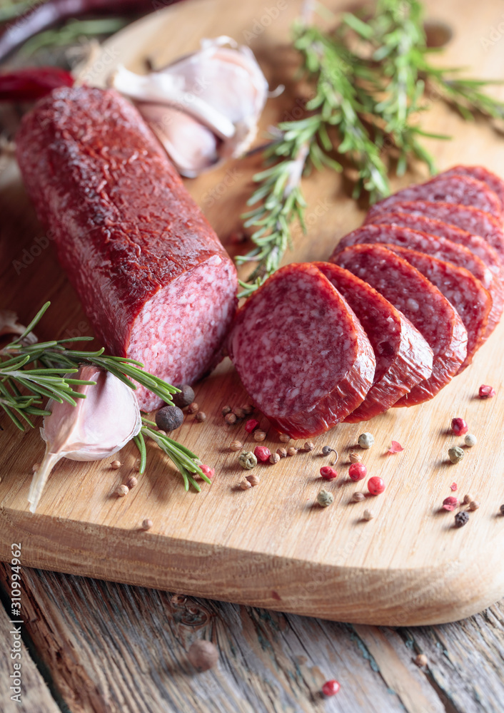 Sausages with rosemary , garlic and pepper. Sausages with rosemary , garlic and pepper.