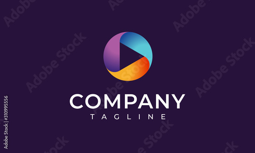 Play Logo. Vector Music Play Icon. Media Player Video Symbol.