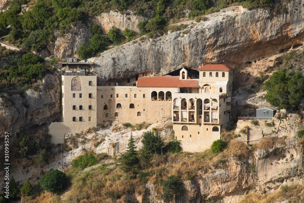 Monasteries along the valley of Qadisha. Valley of Qadisha, Lebanon - June, 2019