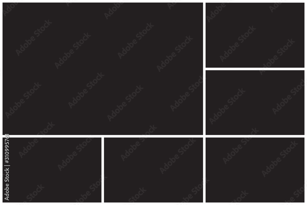 Photo collage pattern. White frames, black pattern