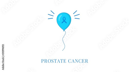 Prostate cancer awareness animation of blue balloon with ribbon