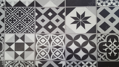 Vintage ceramic tile texture black white ceramic tiles wall background