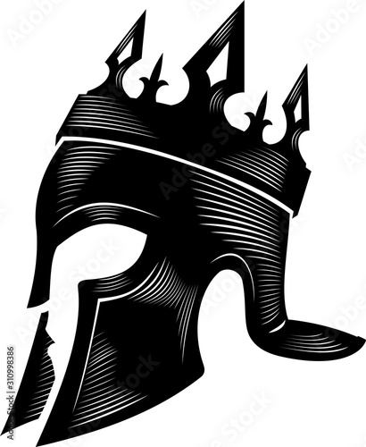 Spartan King Helm Calligraphic Design