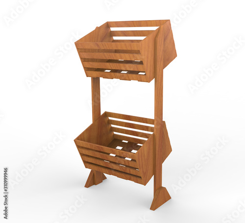 Fototapeta Naklejka Na Ścianę i Meble -  empty Fruits and vegetables basket for grocery store. 3d illustration