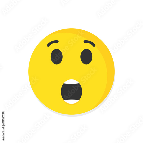 Emoticon surprise face vector icon