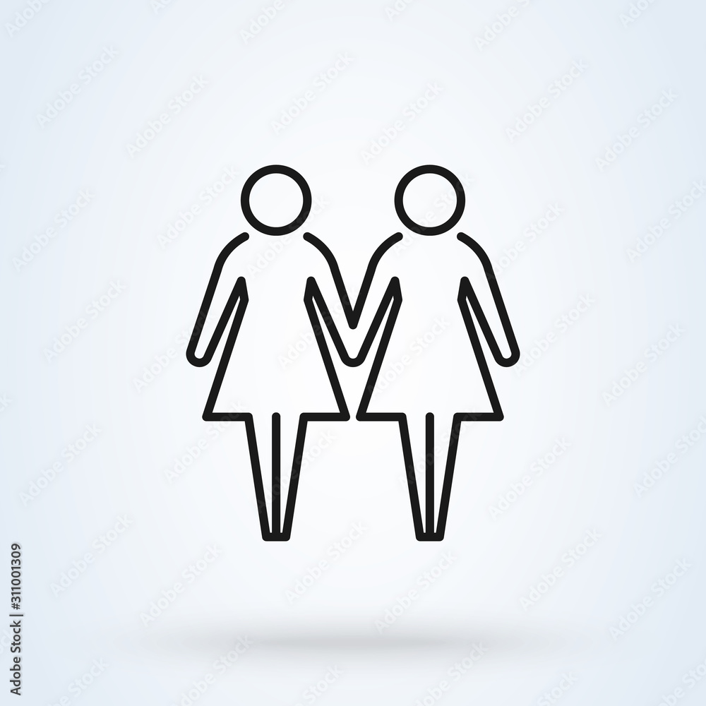 human female lesbian, Simple vector modern icon design illustration. human female lesbian, Simple vector modern icon design illustration.