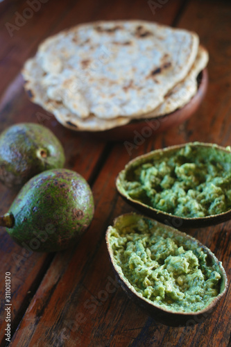 Homemade bread and avocado paste