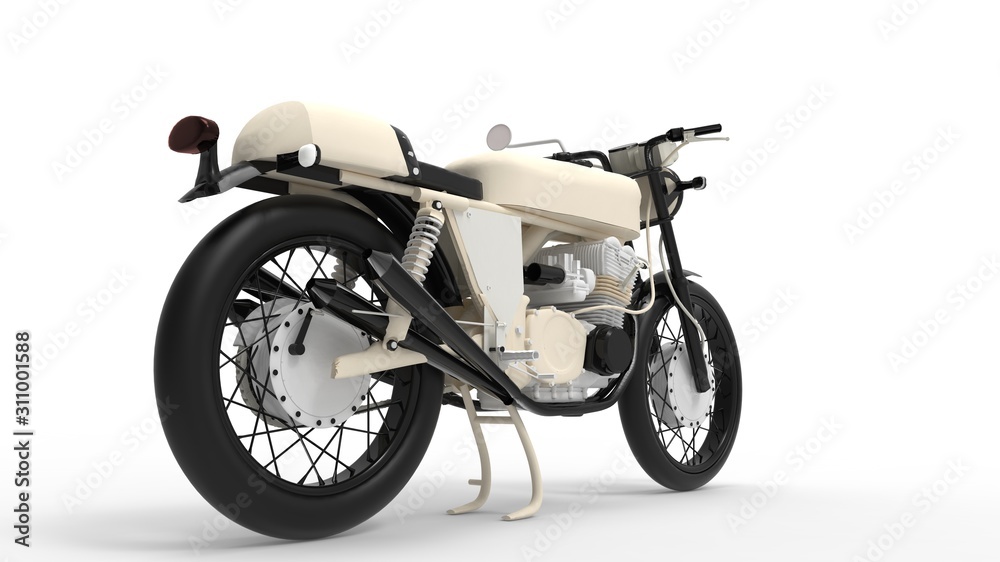 Obraz premium 3d rendering of a brandless vintage motorcycle isolated in studio background