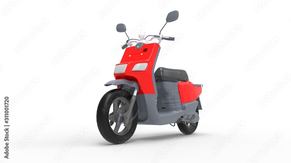 3d rendering of a scooter isolated in a white studio background
