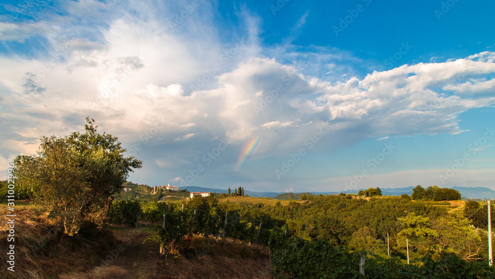 Sunset in the vineyards of Rosazzo after the storm