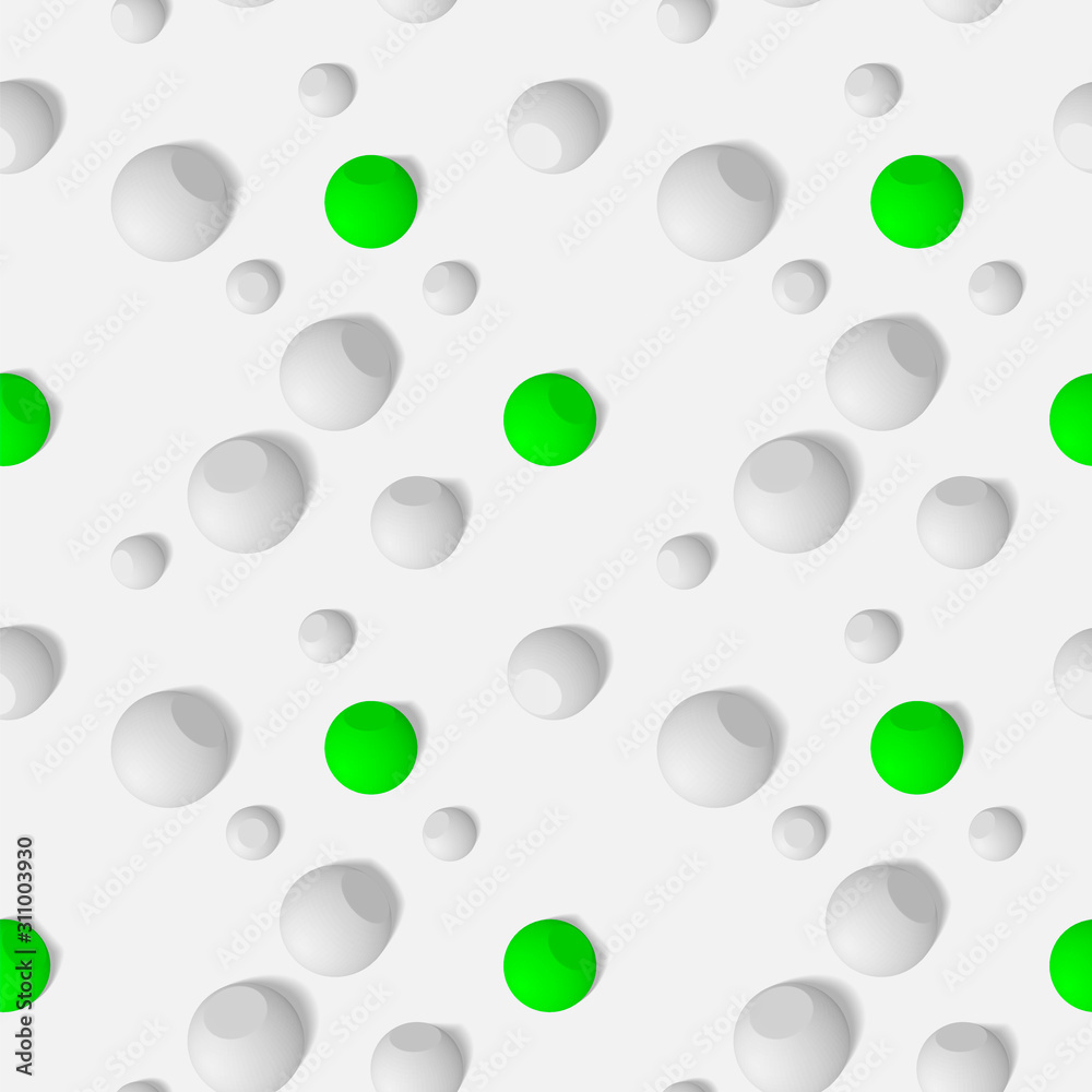 eps10. Seamless pattern with three-dimensional spherical objects. Abstract mosaic of white spheres