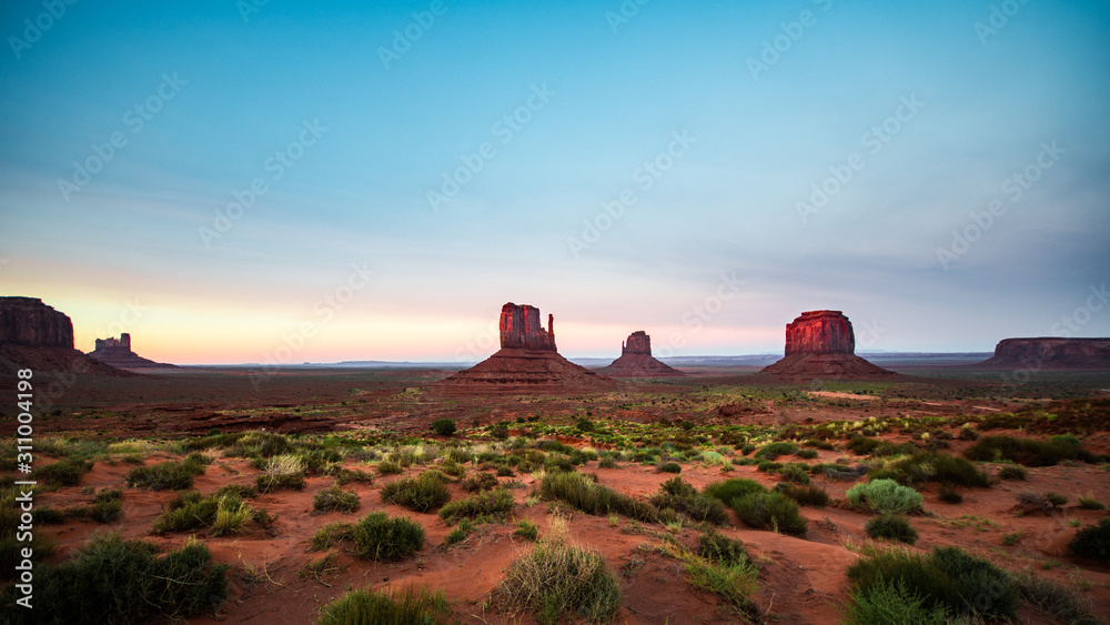 Sunset at Monument Valley with valley drive Sunset at Monument Valley with valley drive