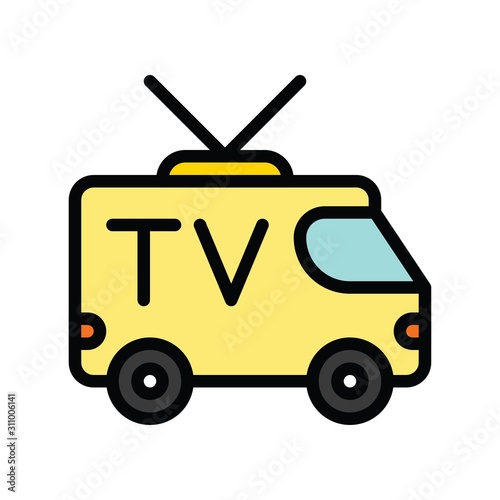 Television and technology related TV wean vector in editable stroke