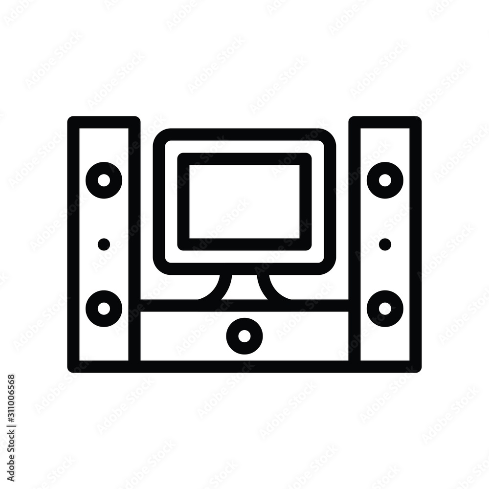 Television and technology related sound speaker vector in lineal or editable stroke design Television and technology related sound speaker vector in lineal or editable stroke design