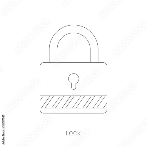 Lock icon with flat style