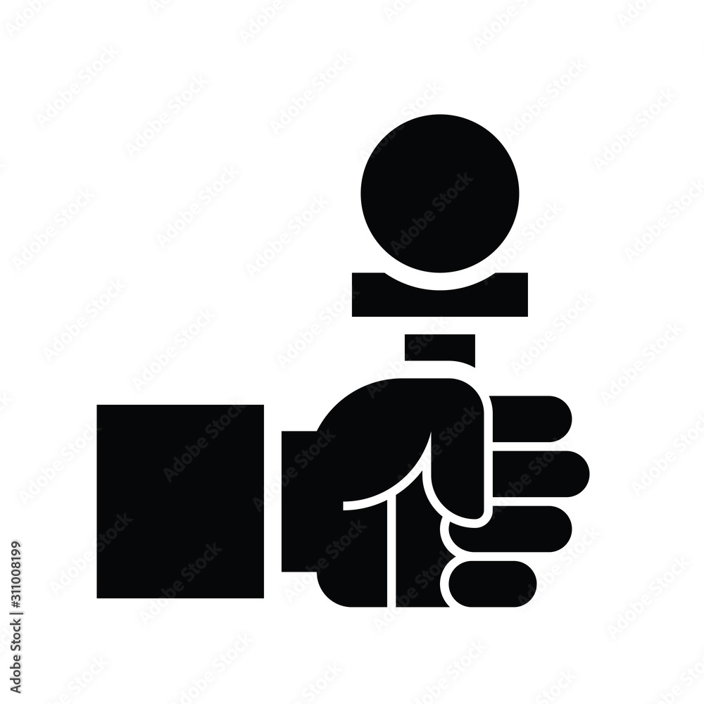 Television and technology related holding sound mike in hand vector in solid style