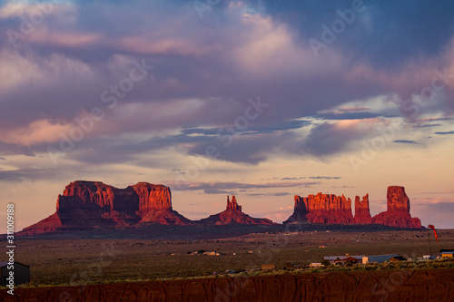 Sunset at Monument Valley with valley drive