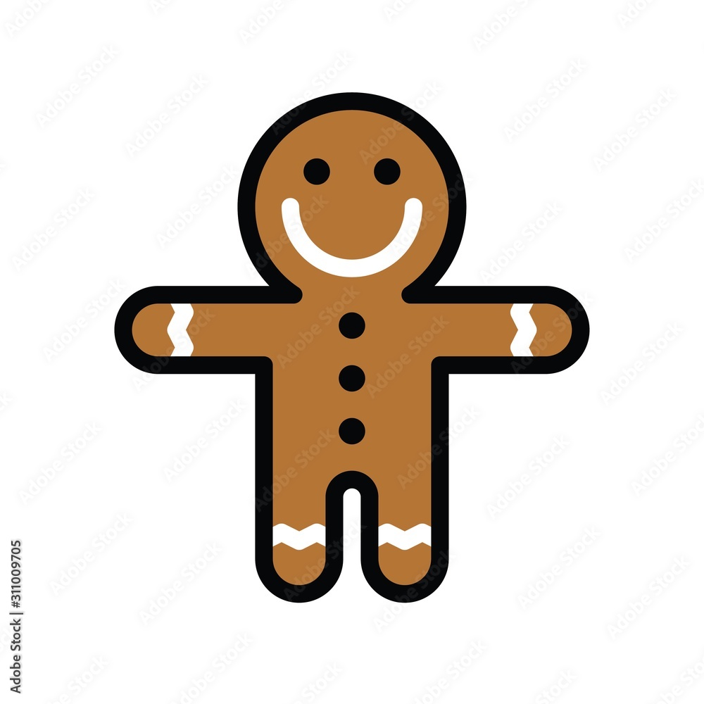 Christmas related gingerbread with strait hand avatar with editable stroke