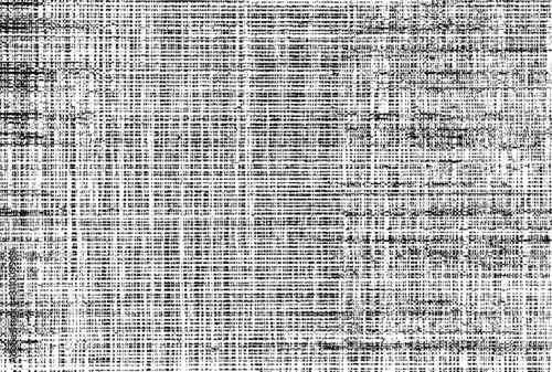 Vector fabric texture. Distressed texture of weaving fabric. Grunge background. Abstract halftone vector illustration. Overlay to create interesting effect and depth. Black isolated on white. EPS10.