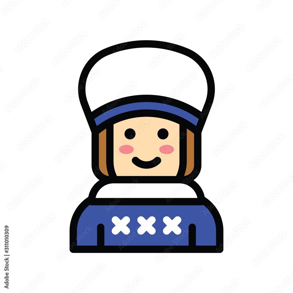 Christmas related cute girl priest avatar with editable stroke Christmas related cute girl priest avatar with editable stroke