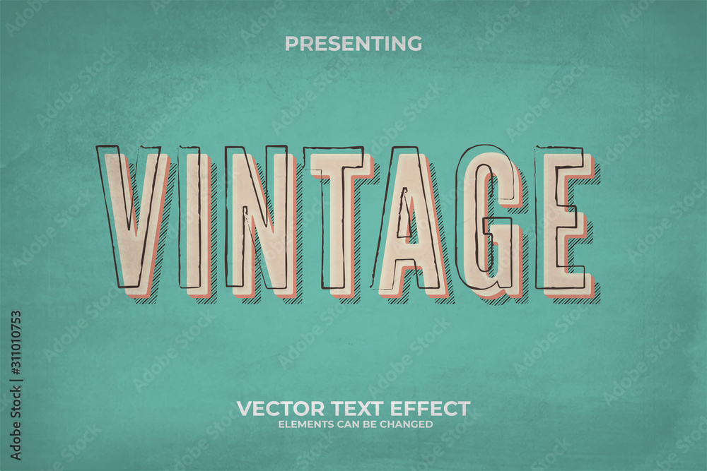 Bold 3d retro editable text effect with grunge texture