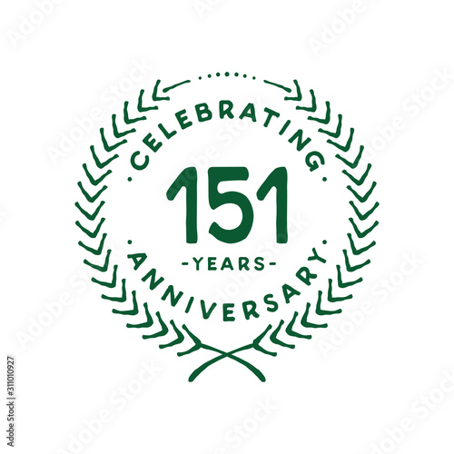 151 years design template. 151st logo. Vector and illustration.