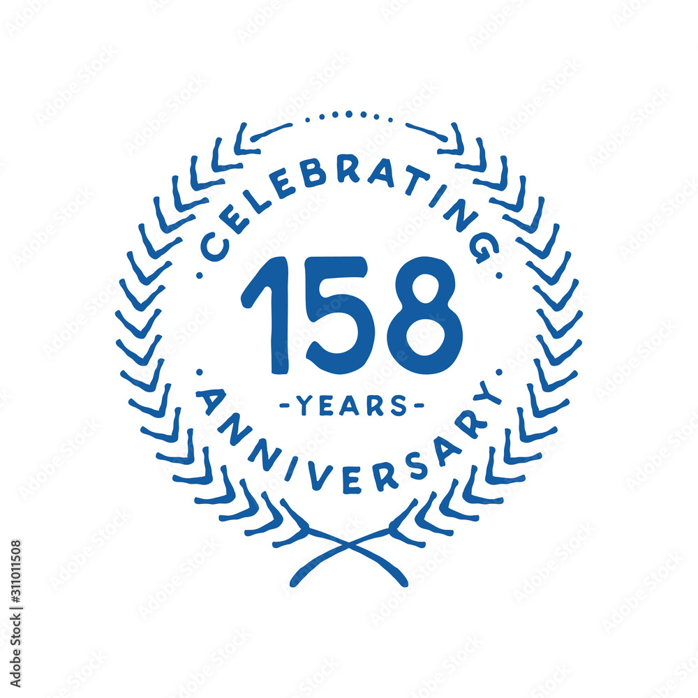 158 years design template. 158th logo. Vector and illustration.