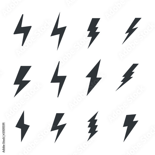 Lightning bolt electric icons. Simple set of lightning bolt electric Vector symbols collection on white backgound