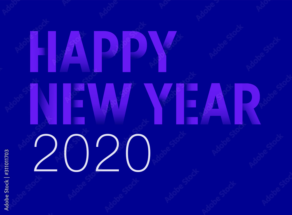 happy new year 2020 blue modern text
