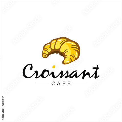 bakery logo modern croissant template. simple cartoon pastry vector for food and drink business inspiration