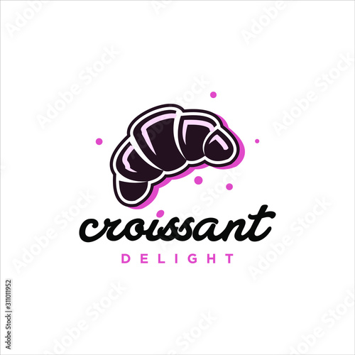 modern croissant bakery logo template. simple cartoon pastry vector for food and drink business inspiration