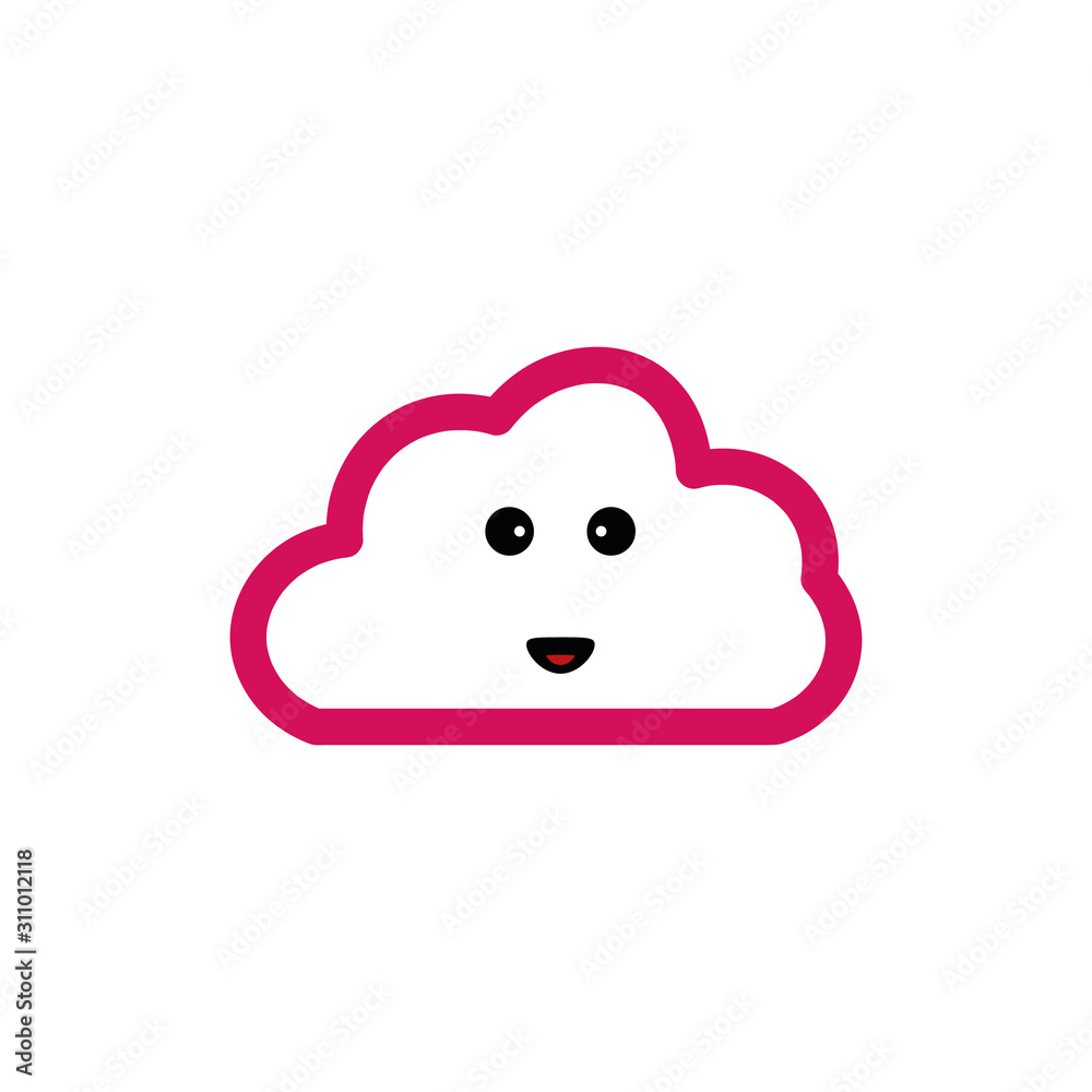 Cute Happy Cloud Icon Vector Illustration Cute Happy Cloud Icon Vector Illustration