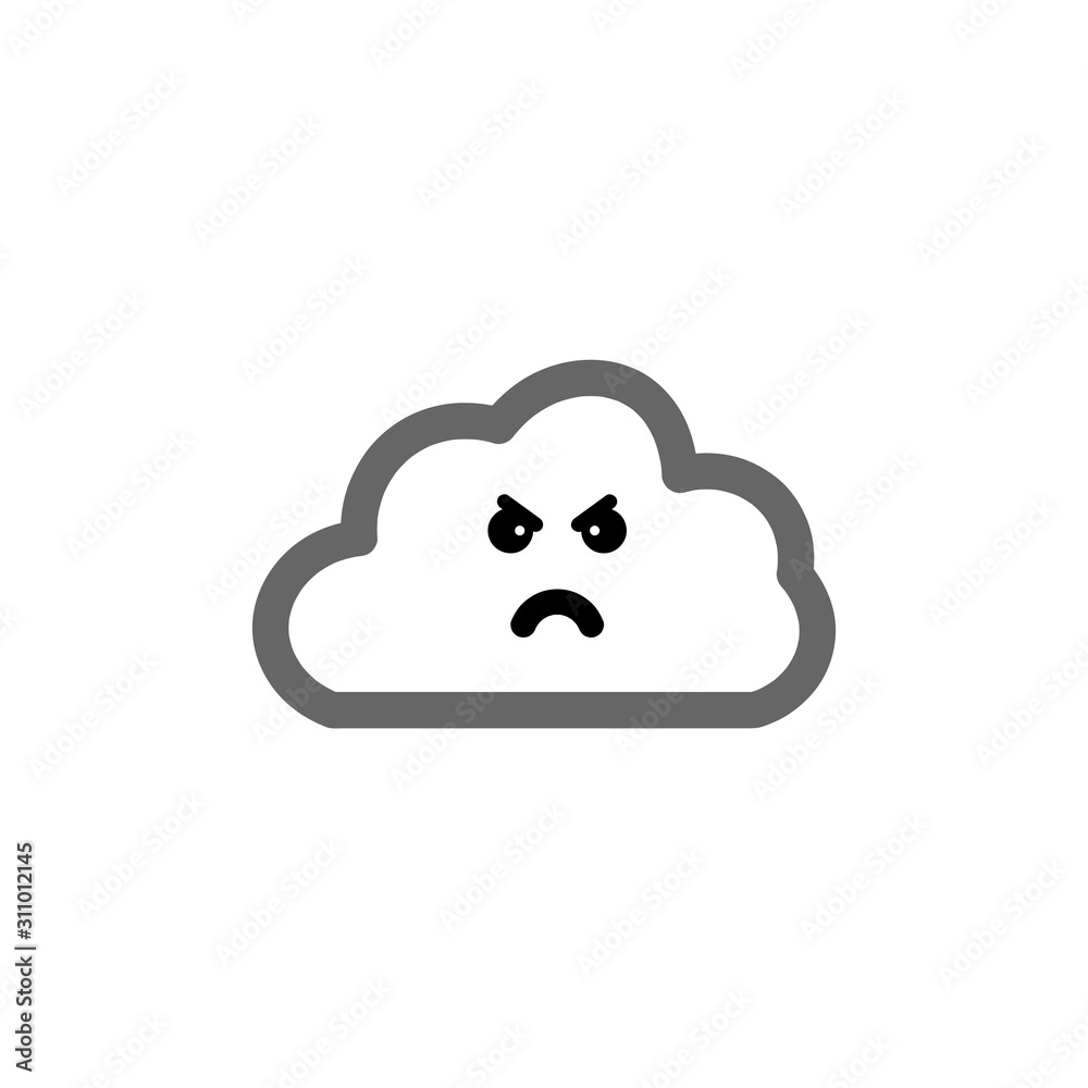 Cartoon angry grey cloud. vector illustration. Cartoon angry grey cloud. vector illustration.