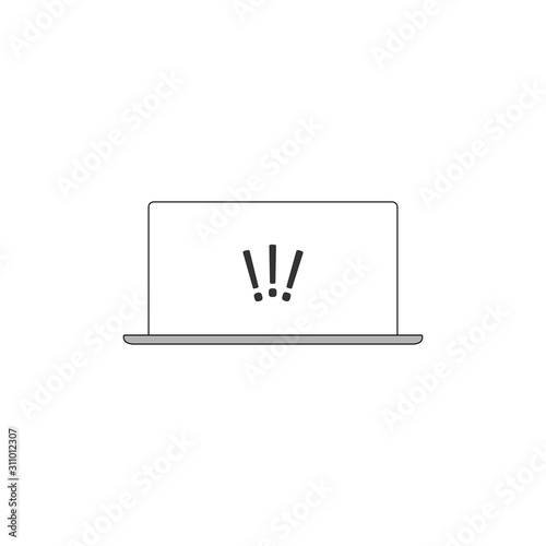 attention warning attacker alert sign with exclamation mark on computer monitor screen. beware alertness of internet danger symbol icon.
