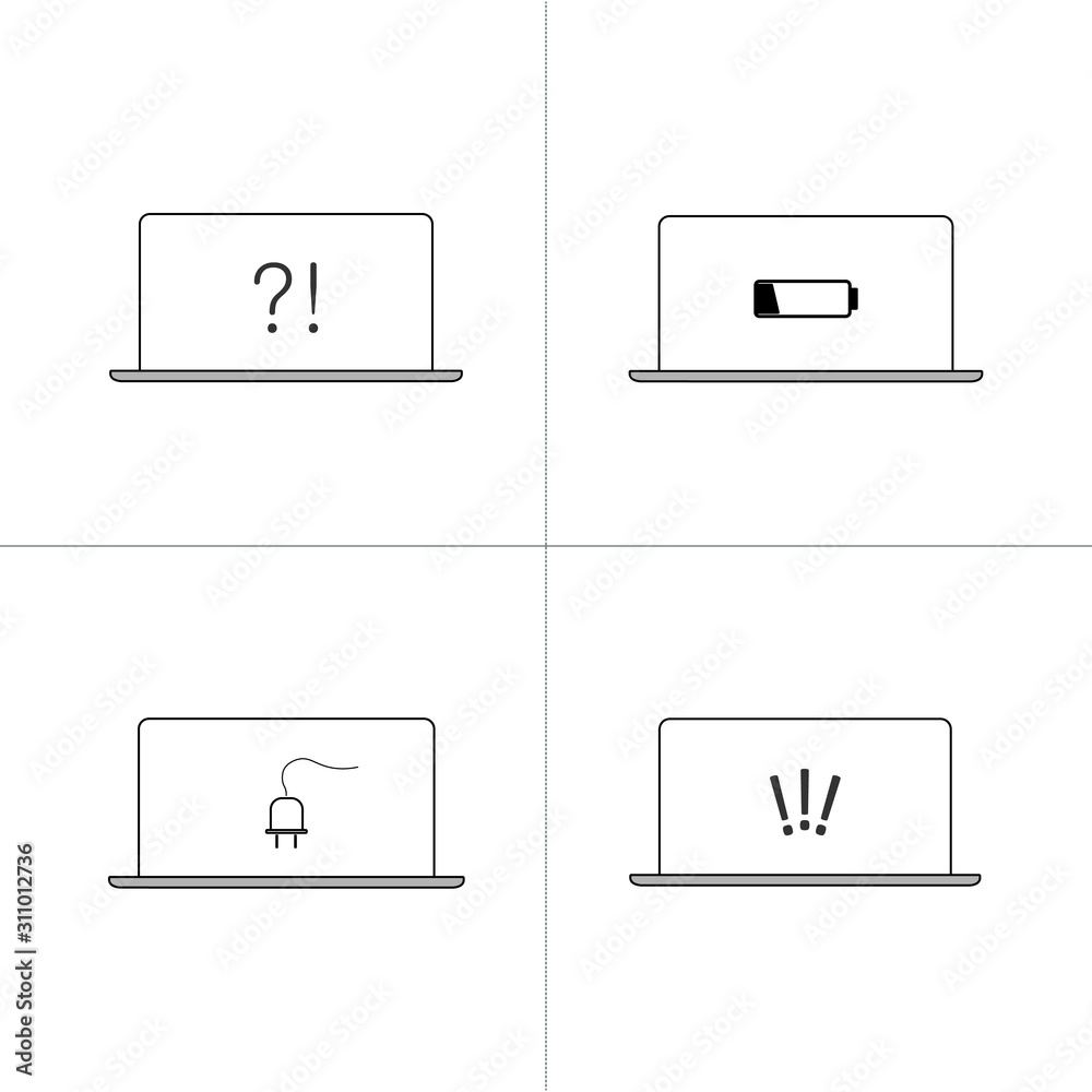 line icon symbol set, laptop screen concept, digital technology, network, cloud, data, security, wireless, battery, vector design line icon symbol set, laptop screen concept, digital technology, network, cloud, data, security, wireless, battery, vector design