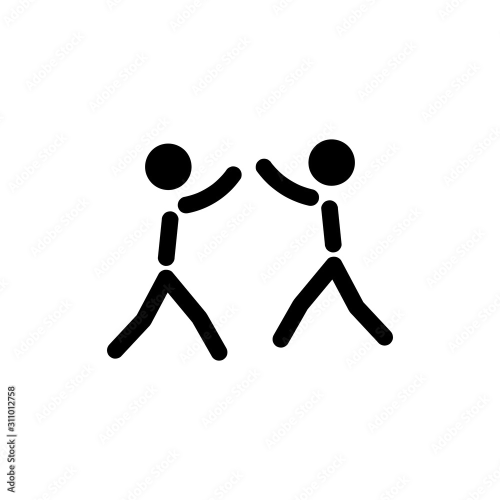 Two humans celebrating success by giving high five to each other. vector icon