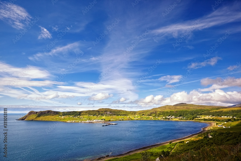 view on Uig harbour and village, Isle of Skye, Scotland