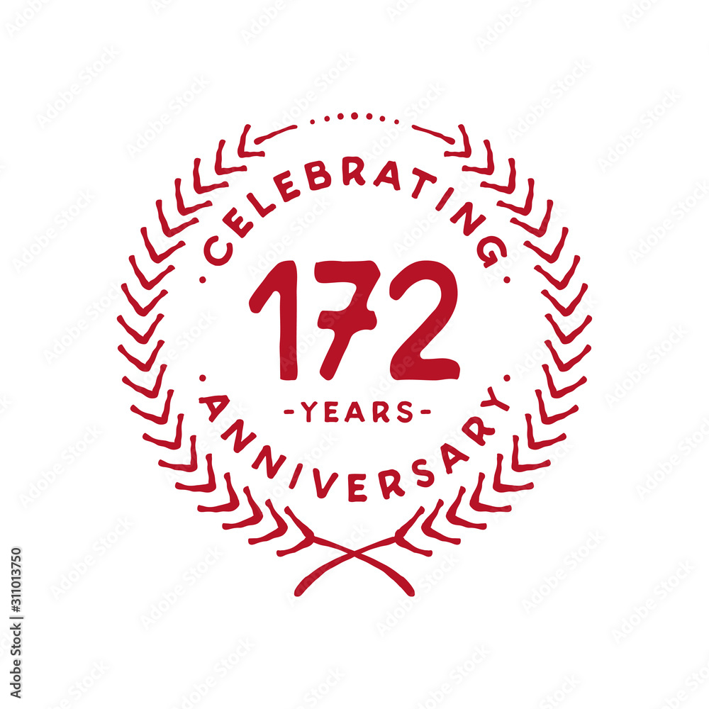 172 years design template. 172nd logo. Vector and illustration. 172 years design template. 172nd logo. Vector and illustration.