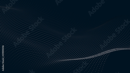 Abstract digital wave of particles. Futuristic point wave. Technology background vector. Vector illustration