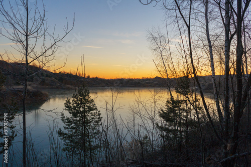 sunset on lake