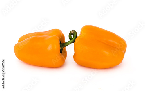Yellows peppers on a white background