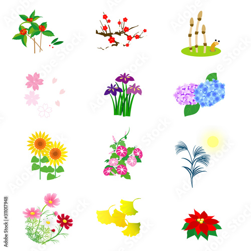 カレンダー素材 四季の花