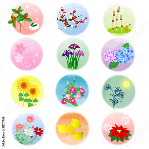カレンダー素材 四季の花