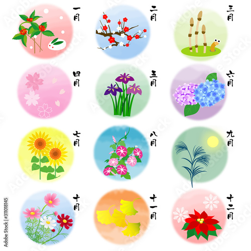 カレンダー素材 四季の花